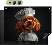 KitchenYeah® Protection plaque induction 70x50 cm - Brun - Cuisinier - Chien - Protege plaque de cuisson - Couvre plaque induction - Protecteur d'induction - Cuisine