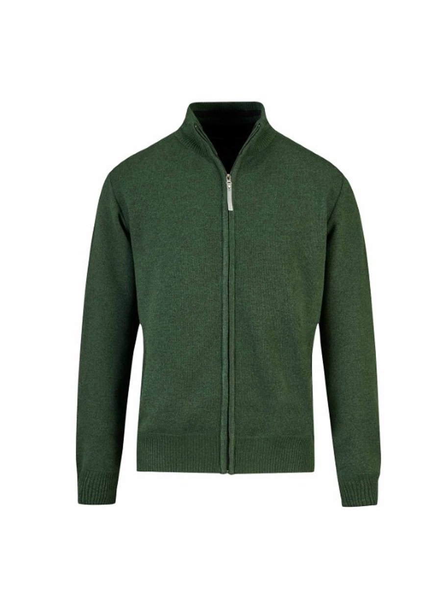BJØRNSON Poul Gebreid Vest Heren - 4 Seizoenen - Ademend - Maat 2XL - Olijfgroen