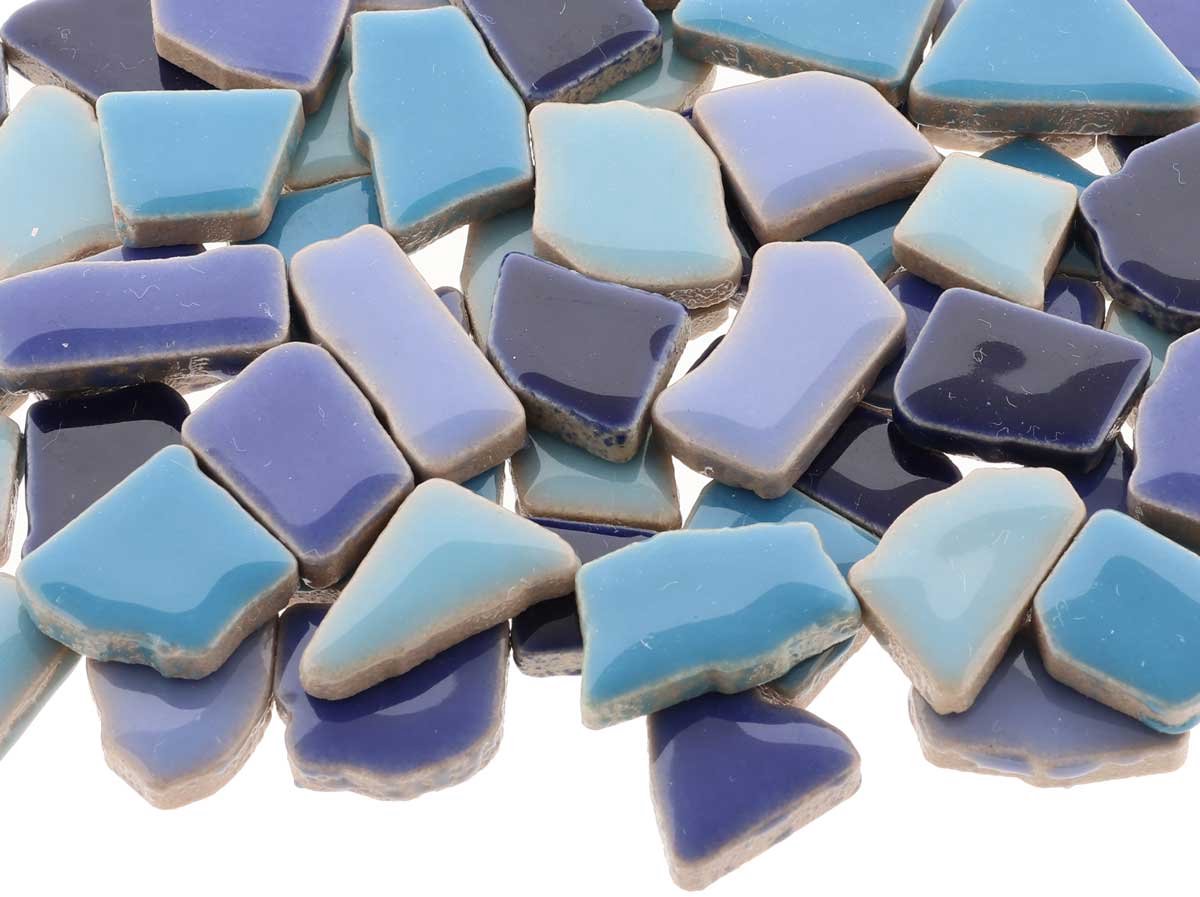 Mozaïek puzzelsteentjes keramiek - mix blauw; 500 gram XL-pack