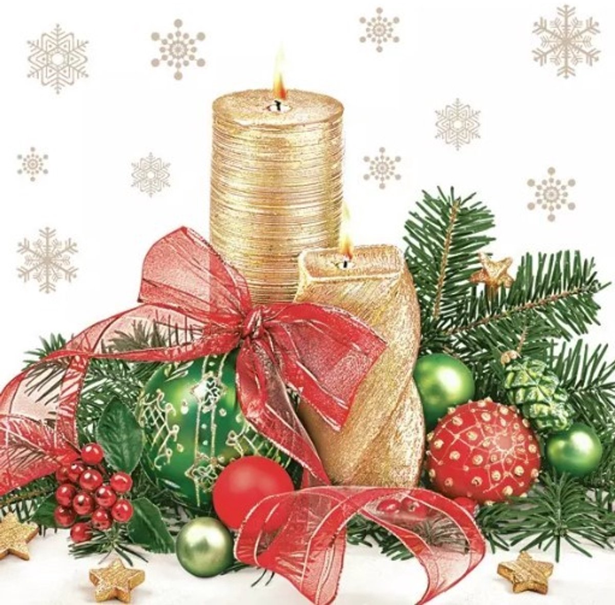 Daisy - Lunch servetten - Xmas gold candle centrepiece