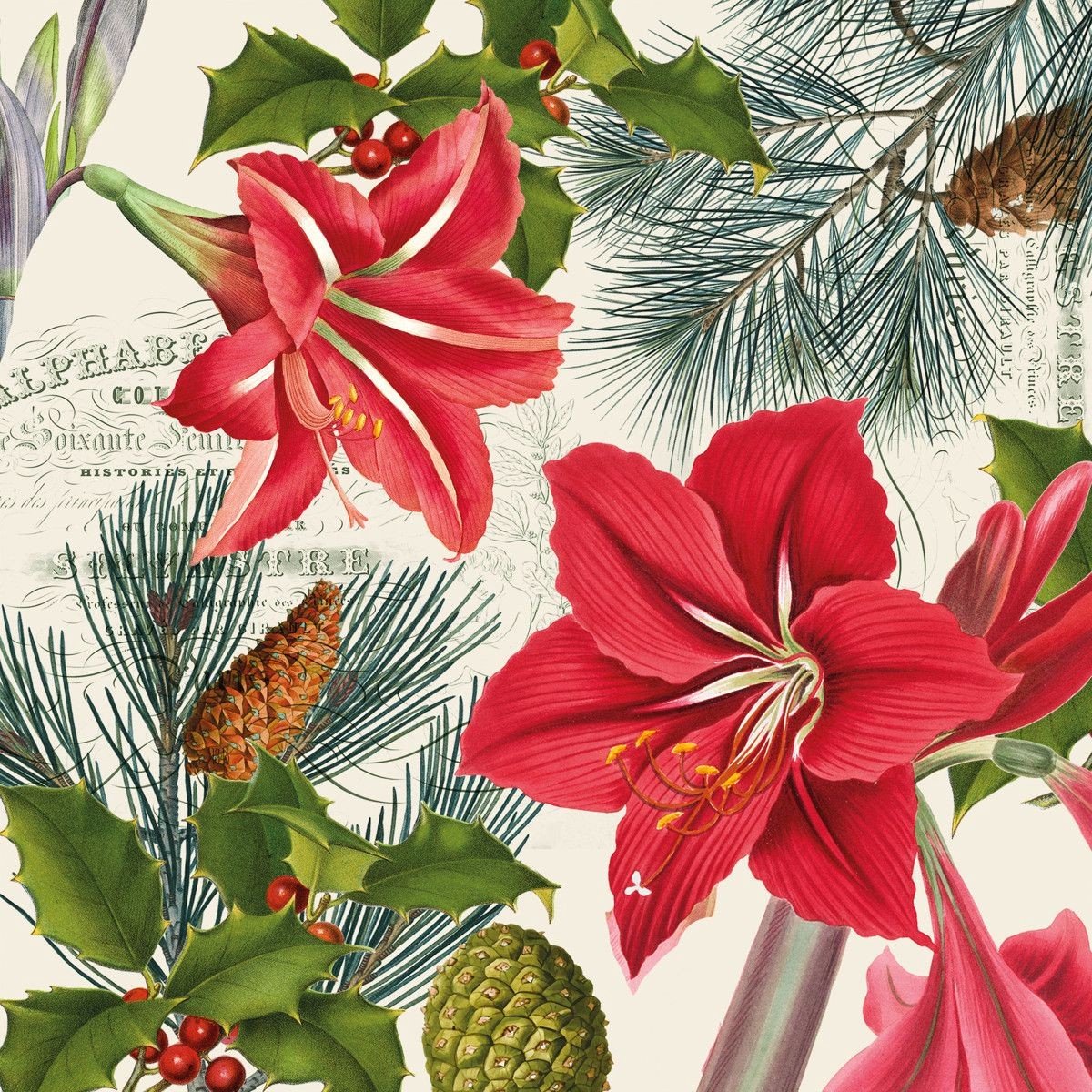 PPD - Lunch servetten - Amaryllis sur beige