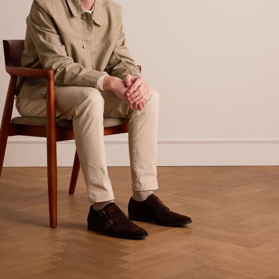 Heritage - Homme - Chaussures à boucle en daim marron - Taille 41