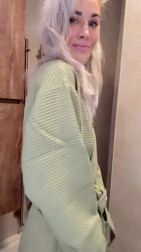 Sauna badjas wafel - biologisch katoen - olijfgroen M - groene unisex badjas - wafel kimono - Oeko-Tex - kimono - wafel badjas dames - wafel badjas heren