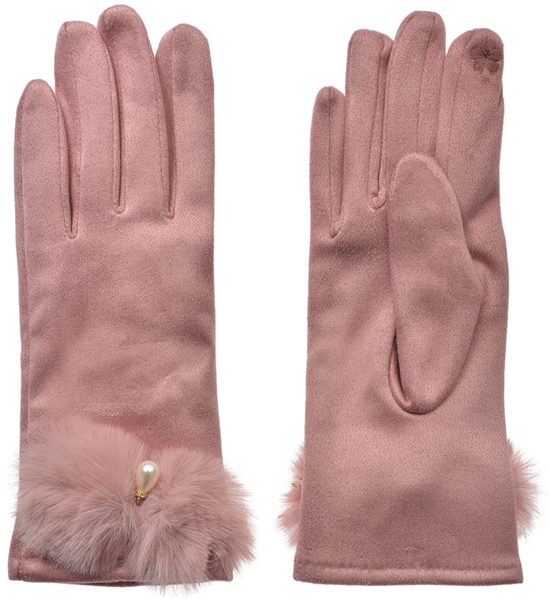Clayre & Eef Handschoenen Winter 9x23 cm Roze Polyester