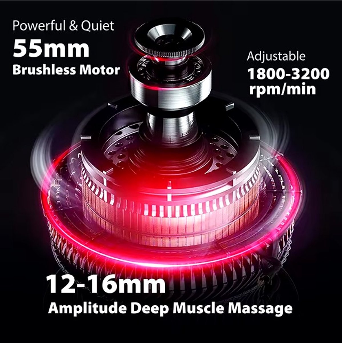 Afbeelding 3 van Elpatron Massage gun- profesioneel massage pistool-6 opzetstukken en koffer- massage pistool 30 standen- massageapparaat-massagegun