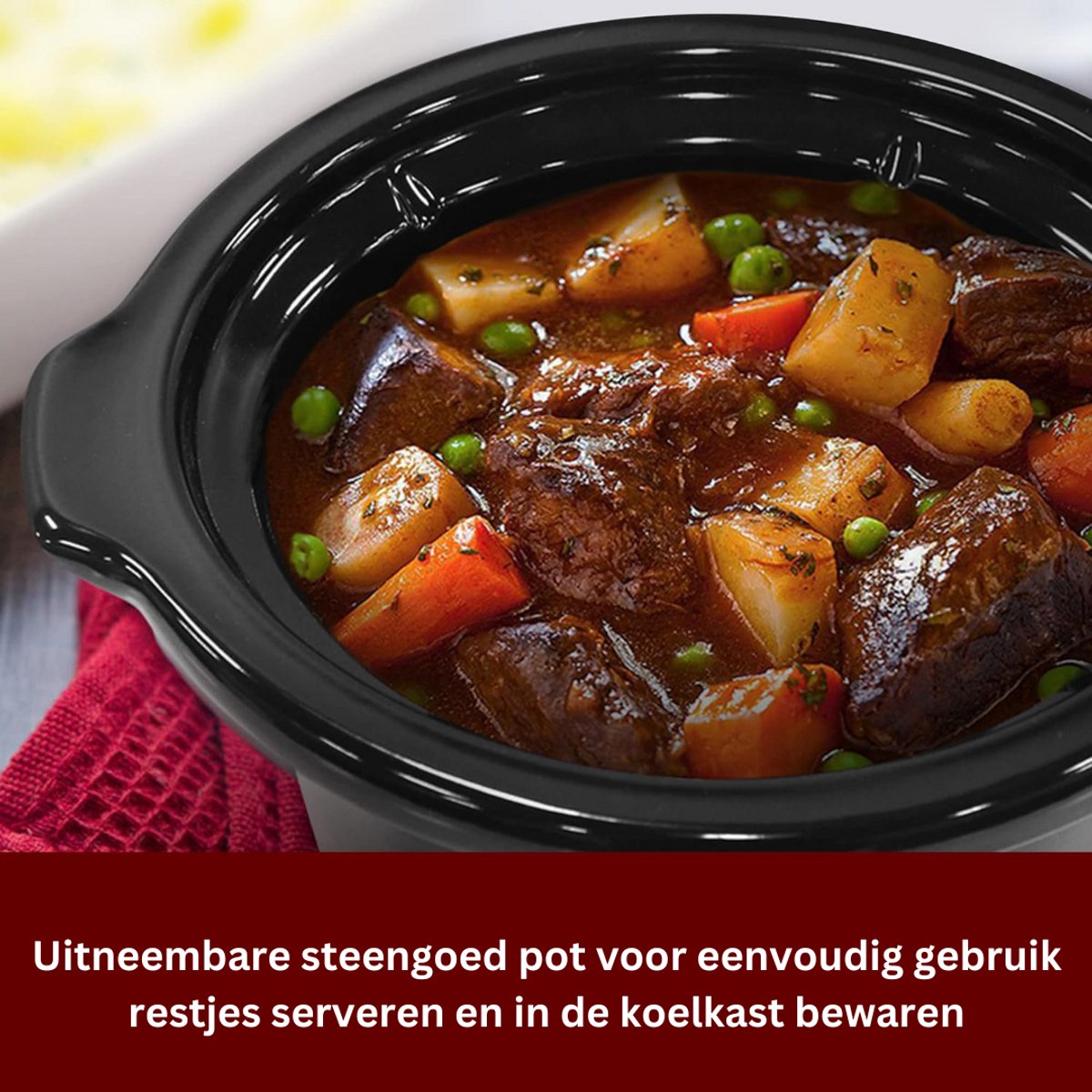 DailySupplies® Slowcooker met Timer - Keramische Binnenpan - Hotpot - Zilver – foto 6