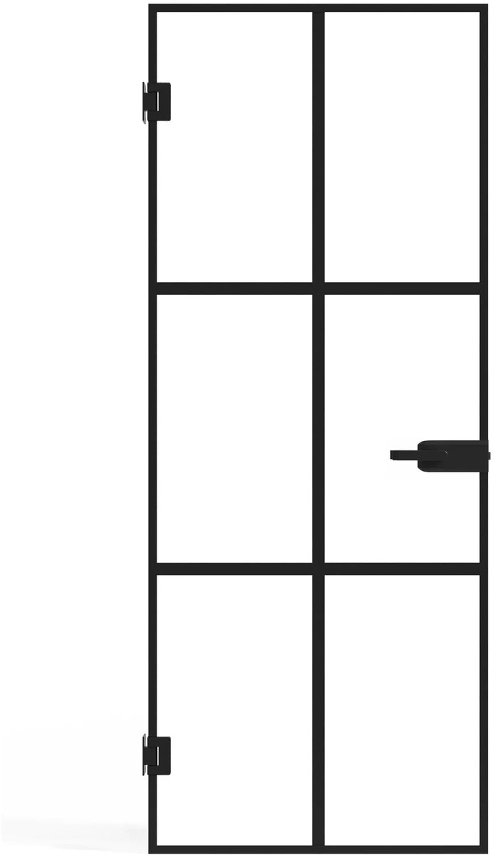 Vente-unique Omkeerbare deur zonder frame in gehard glas - Zwart - H204 x B83 cm - SEROTO