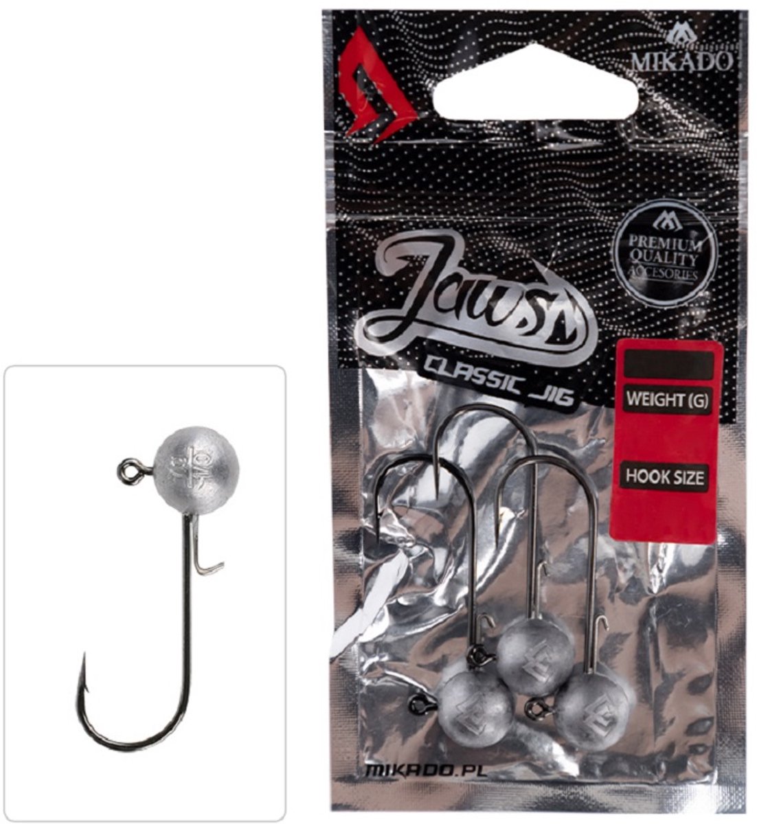 Mikado Jigkop 10g 1 – Loodkop – Jig Head – Voor Baars – Softbait – Roofvis – 3 Stuks