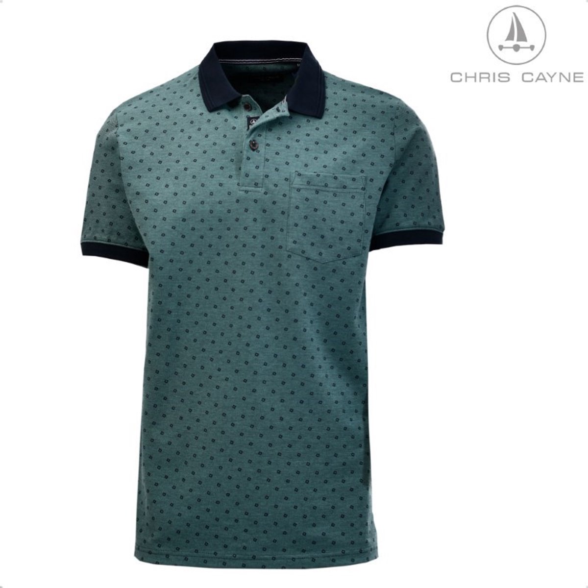 Chris Cayne poloshirt, L, groen, two tone, gemêleerd , borstzak