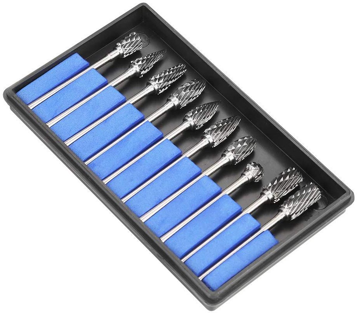 10-delige hardmetalen freesset met dubbele volhardmetalen snijset