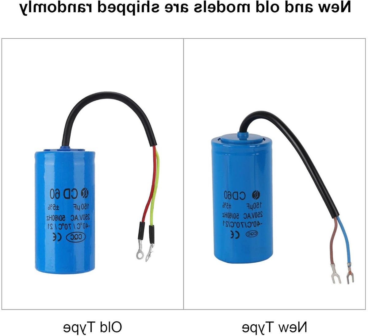 CD60-condensator 250V AC 50/60Hz 150uF met draadkabel voor motorluchtcompressor