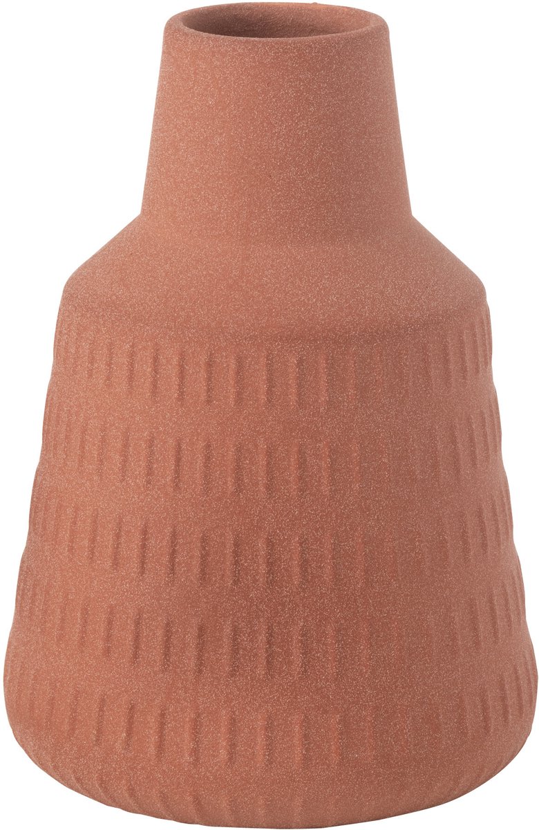 J-Line vaas Ria Gekerfd - porselein - terracotta - small - Ø 16 cm Oranje