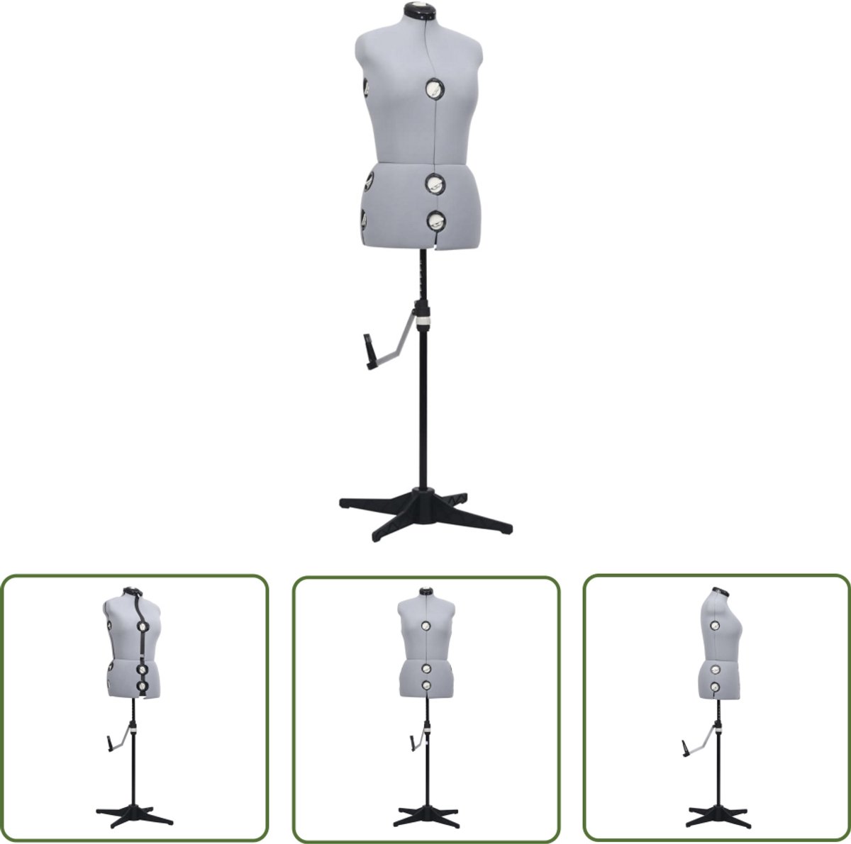 PrimoLiving Metal Mannequin Ana in Antique White - Height Adjustable Vintage Clothes Rack - Ideal as Mannequin or Clothes Stand - P-12918