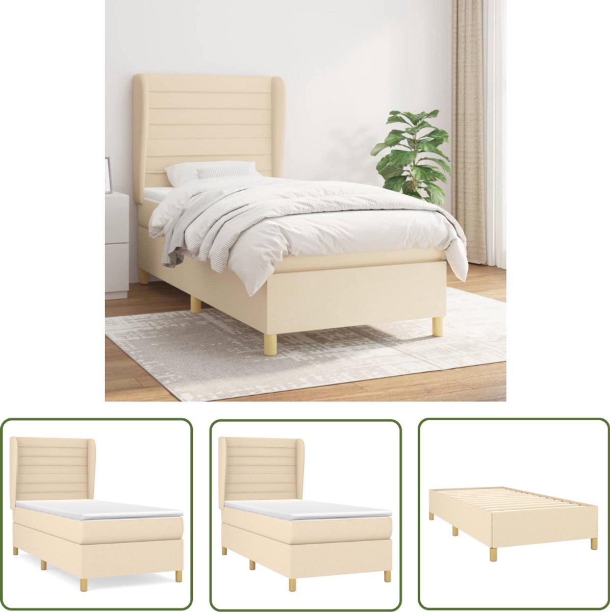vidaXL Boxspring - Crème - Inclusief Matras en Topmatras Boxspringbed - Boxspring - Bed - Slaapkamerinrichting - Tweepersoonsbed