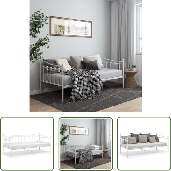 Slaapbank met onderschuifbed zonder matras 75x190 cm staal wit Slaapbank met onderschuifbed zonder matras 75x190 cm staal wit