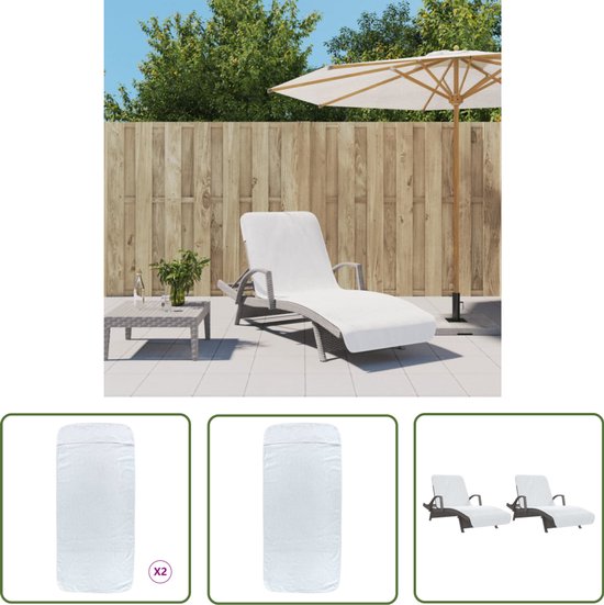 Serviettes de plage vidaXL 2 pièces - Wit - 75 x 200 cm - Serviette de plage - Serviette de bain - Antidérapante - Matière douce