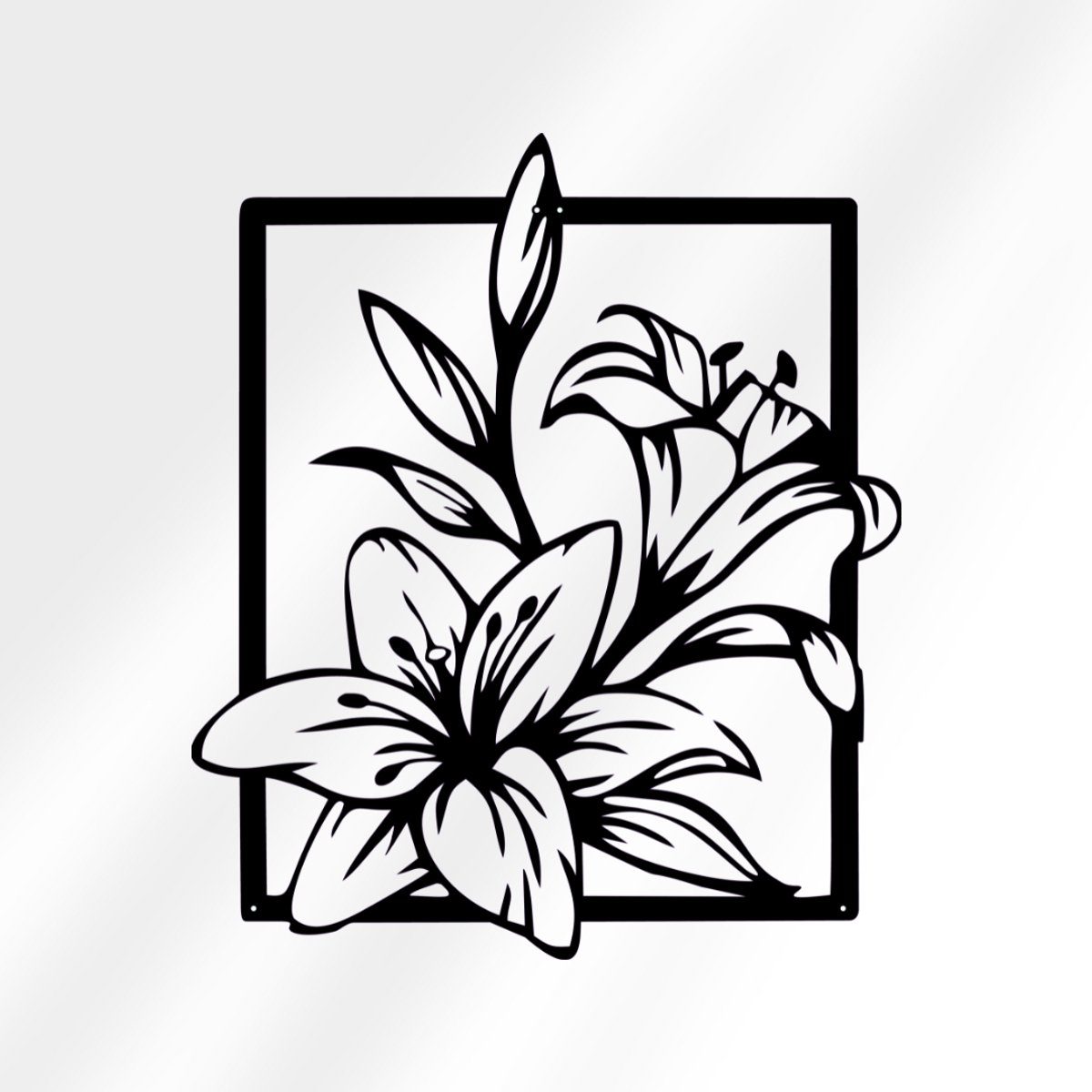 Weterings Store® - Wanddecoratie industrieel - Lelie Flower Art - Woonkamer Decoratie - Metaal - 60x80cm - Gepoedercoat