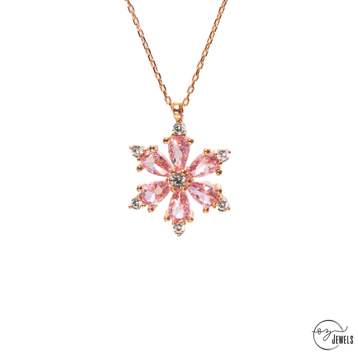 OZ Jewels – Sterbloem Ketting – Roségoud – Dames – Verstelbaar