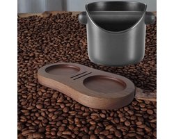 Tamping Station met Knock-box voor Koffietampers 49-58 mm - Walnoot Design