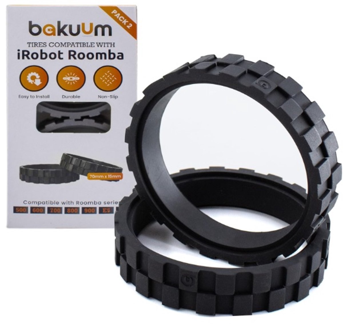 Banden voor IROBOT ROOMBA serie 500, 600, 700, 800 en 900 (2 stuks) - antislip - buitengewone grip - eenvoudige montage - product gemaakt in Spanje van de beste kwaliteit.