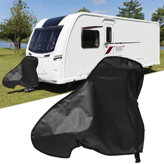 Ultiluxe® Disselhoes universeel - Zwart - Waterdicht - UV en regenbestendig - Beschermhoes voor caravan, aanhanger, trailer - 95 x 65 x 15 cm - Trekhaakhoes - Caravanhoes - Caravankoppeling - Koppeling accessoire - Disselbescherming van Ultiluxe — afbeelding 2