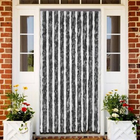 Chenille Stripe Caravan vliegengordijn wit/grijs 56x180cm — afbeelding 3