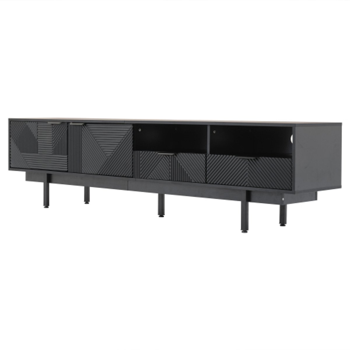 Gotagee Moderne tv-kast geometrische lijnen kastdeurdecoratie met opbergruimte 200*40*51cm