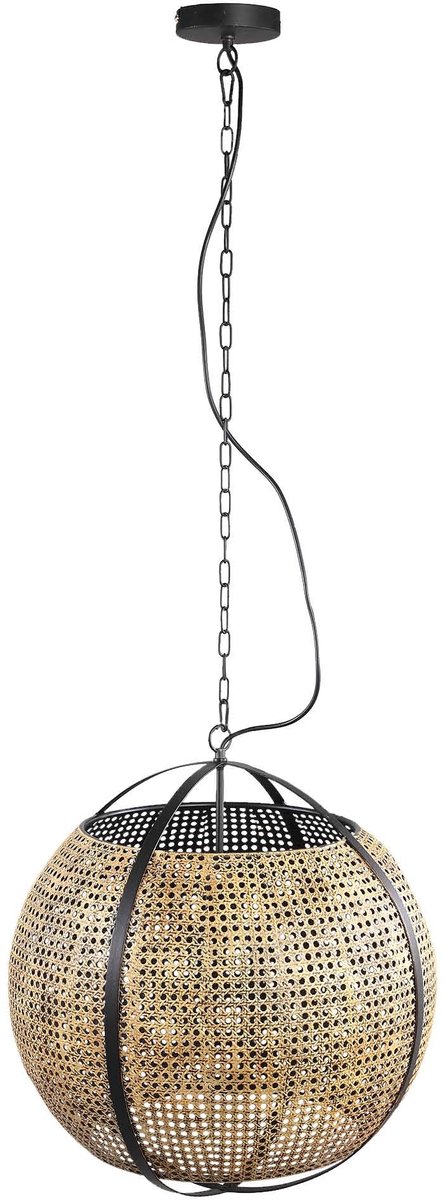 PTMD Bayu Ronde Hanglamp - H55 x Ø50 cm - Ijzer - Zwart