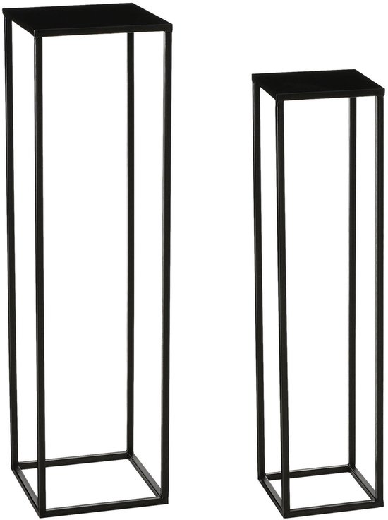 Table d'appoint Mica Decorations Goa - 25x25x90 cm - Fer - Zwart - Set de 2