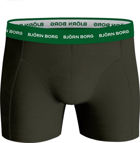 Björn Borg Cotton Stretch Boxershort Heren Groen/Zwart - 5 stuks - Heren onderbroeken - Katoenen Boxer - Maat L