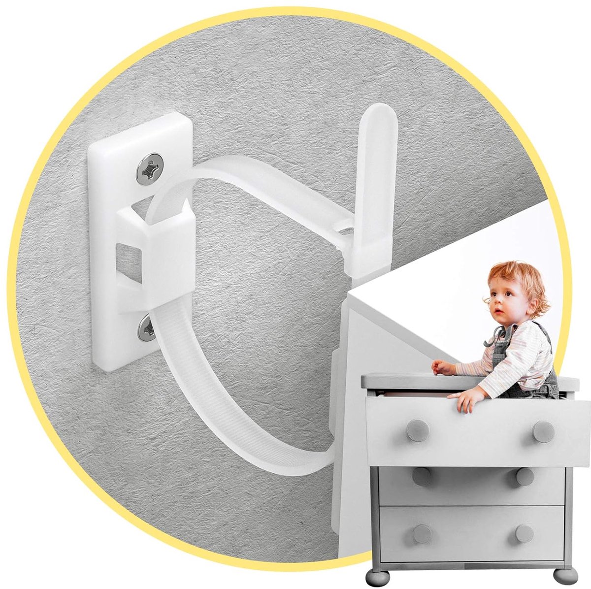Image of 10 stuks - Veiligheidsgordel voor kinderen tegen kantelen - Anti-kantel meubelankers - Beschermt peuters tegen vallende meubels - Verstelbare veiligheidsgordel voor kinderen voor schokbestendigheid