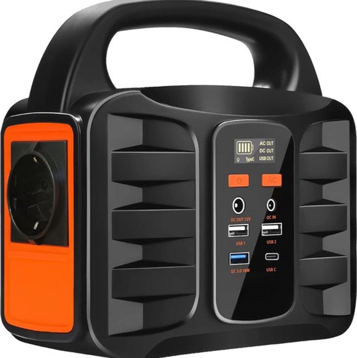Multifunctioneel Powerstation – Powerbank – Stroomgenerator – Aggregaat – LED Modus – Universele Uitgangen – Zwart/Oranje
