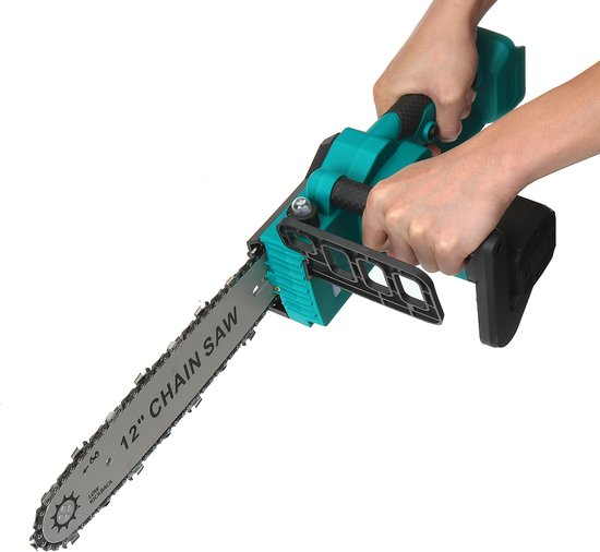 Elektrische Kettingzaag - 12 inch Takkenzaag - Snoeizaag - Houtzaag - Handkettingzaag - Boomzaag - Zaagmachine - Inclusief 2 Accu's — afbeelding 4