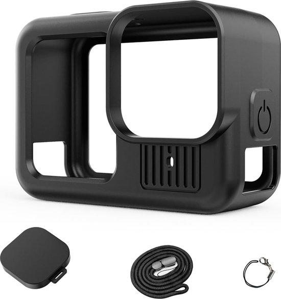 Set de Protection en Siliconen YONO adapté pour GoPro Hero 13 12 11 10 9 - Housse de protection - Bouchon d'objectif - Cordon - Zwart