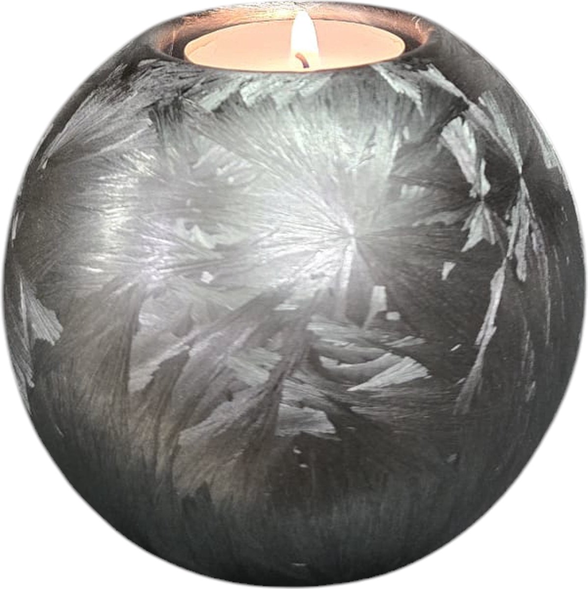 Mini Urn met kaarshouder - Glas - Handgemaakt - Zilver Frost - 250 ml - Urn voor mensen - Urn voor dieren - Incl. deksel, kaarsje & aszakje