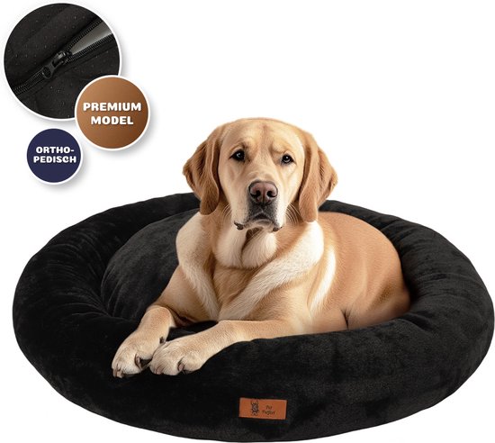 Pet Perfect Orthopedische Donut Hondenmand 100 cm – Hondenkussen – Luxe Hondenbed – Wasbaar – extra gevuld – Zwart