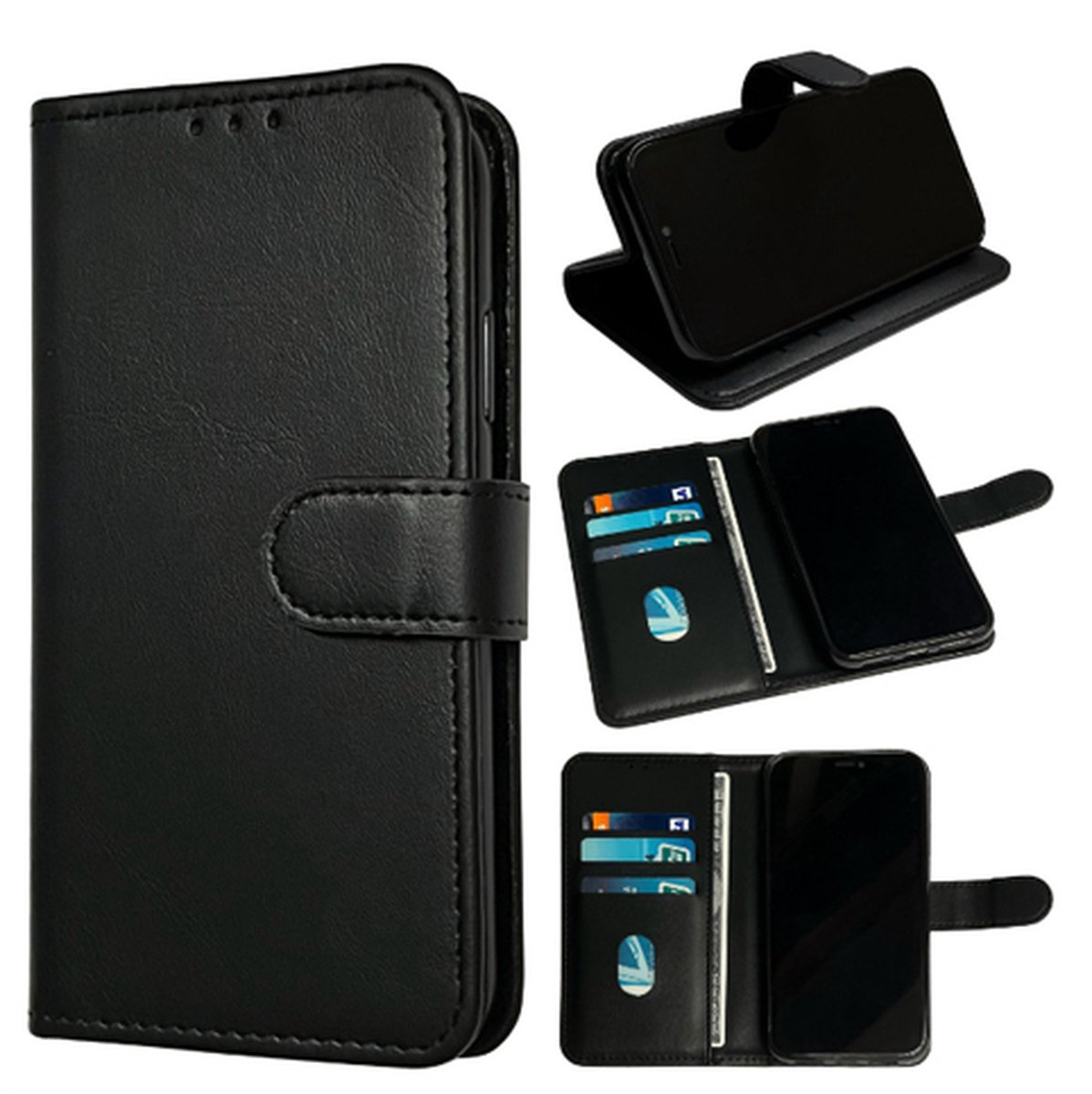 Telefoonhoesje Geschikt voor Samsung Xcover 4 Fashion Bookcase - Zwart - Ruimte voor 3 pasjes