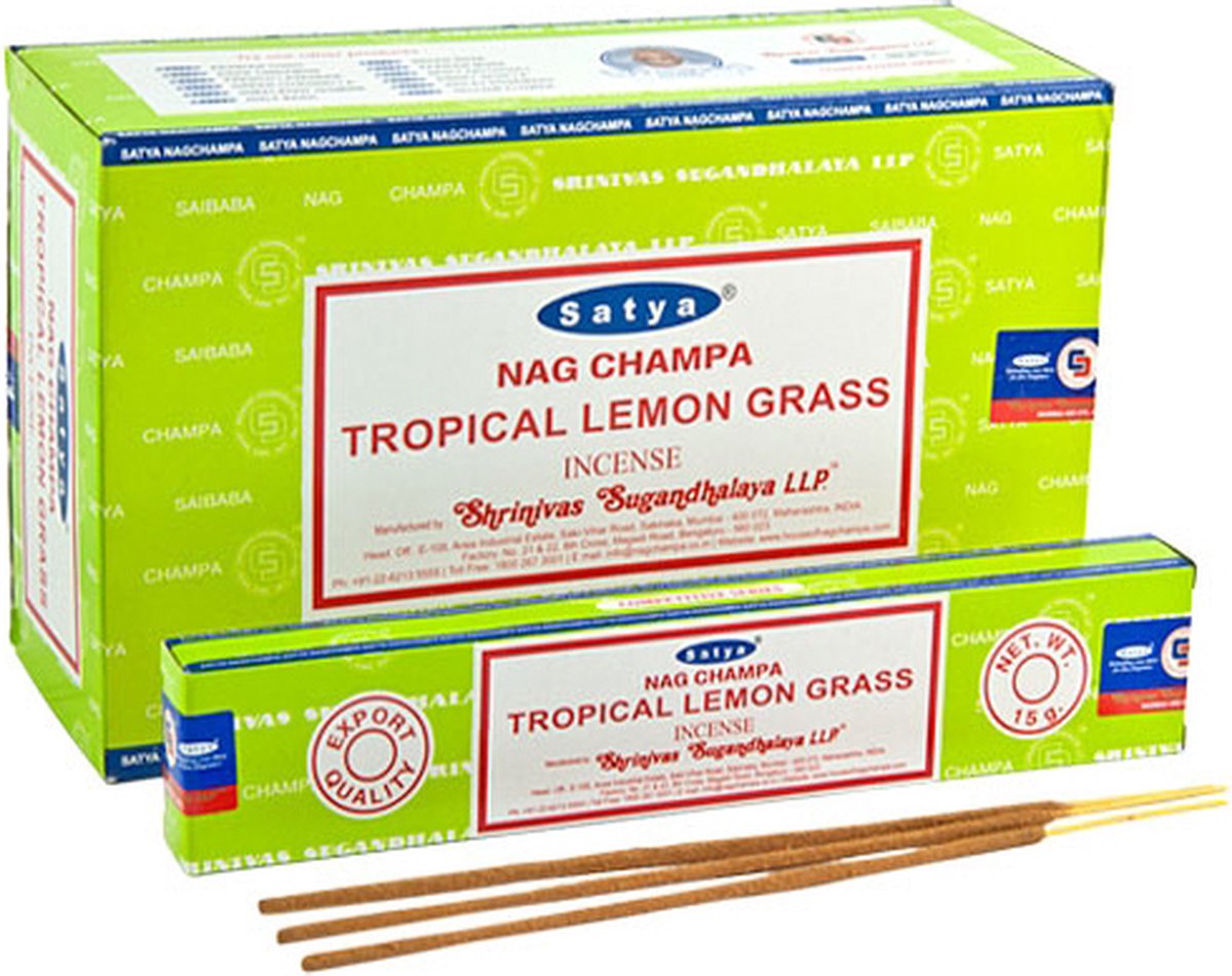 Satya Wierookstokjes - Satya - Tropical Lemon Grass - doos met 12 pakjes