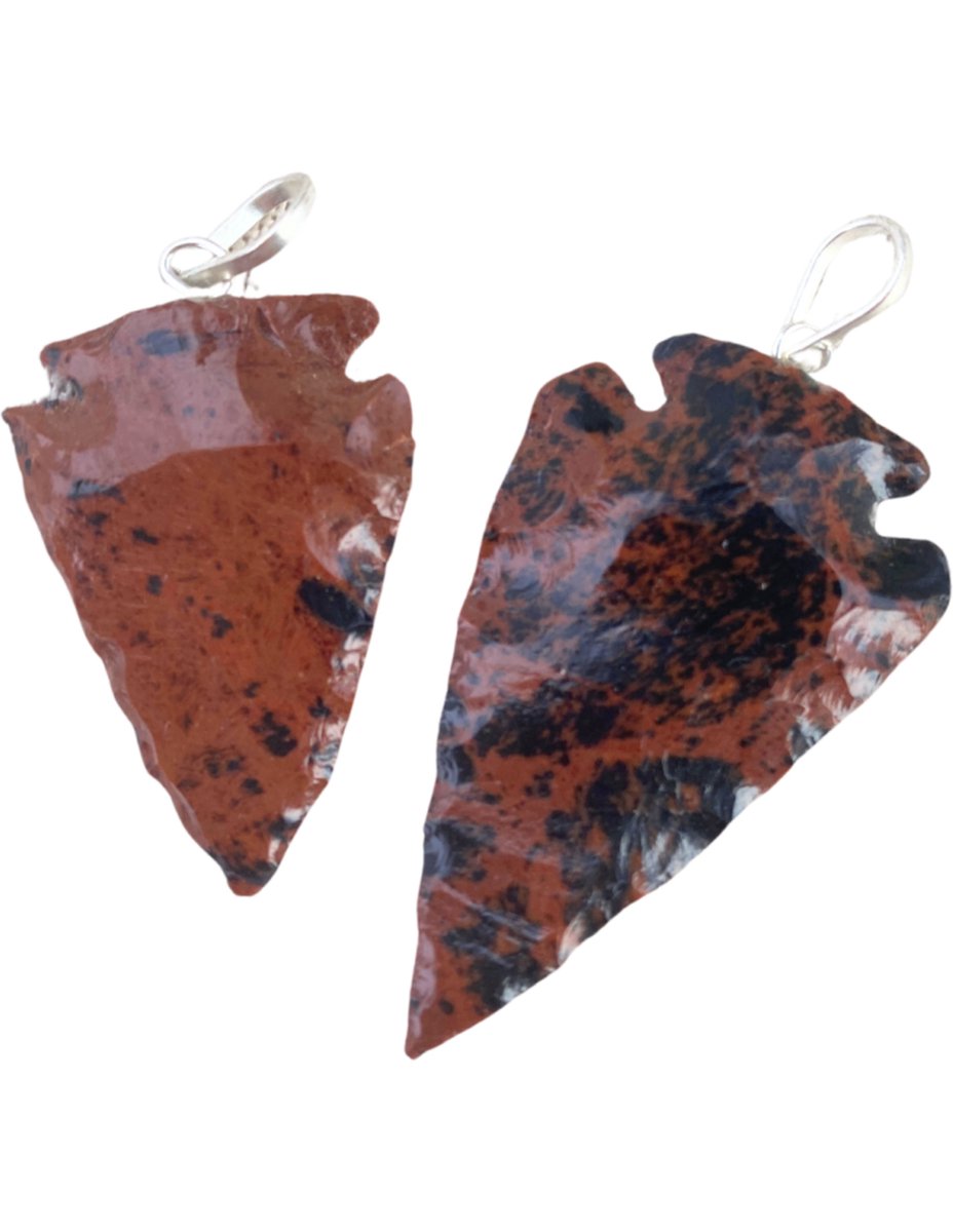 Speerpunt hanger Obsidiaan Mahonie