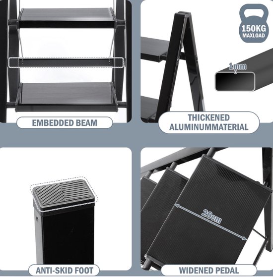 Aluminium dubbele trap 2x10 treden, conform EN-131