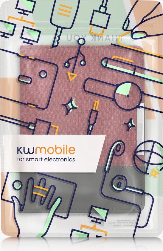 kwmobile hoes geschikt voor Kobo Aura Edition 2 - Canvas beschermhoes in donkerrood / zwart - Voor e-reader van Merkloos — afbeelding 3