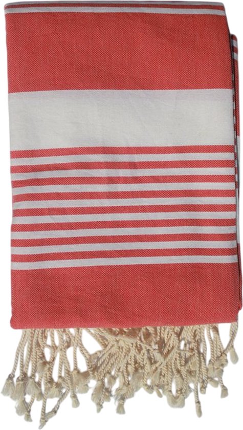 Just a Joy Strandlaken - Strandkleed - Hamamdoek - 180x240cm - 100% Katoen - Aardbeien Rood