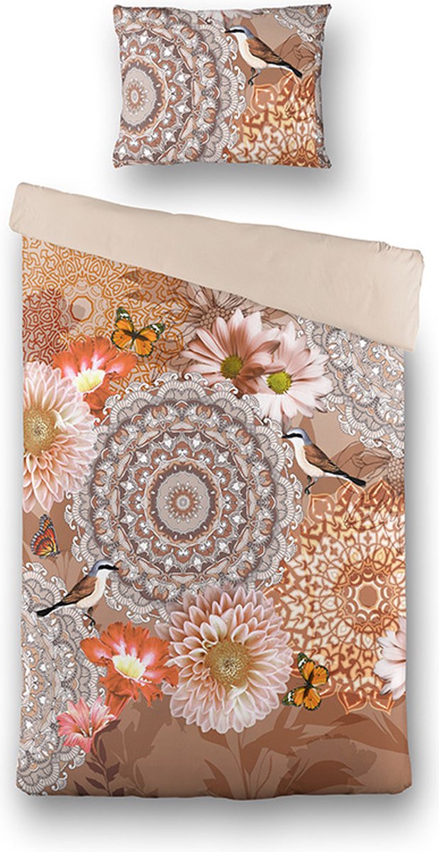 Dekbed-Discounter - Cloud Nine Dekbedovertrek 140 x 200/220 cm - Verkoelend Katoen - Korte instopstrook - Wassen op 40 graden - Inclusief 1 kussensloop - Mandala Flower