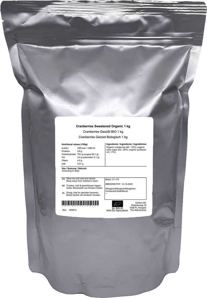 Cranberries Gezoet - 1 Kg - VehGro