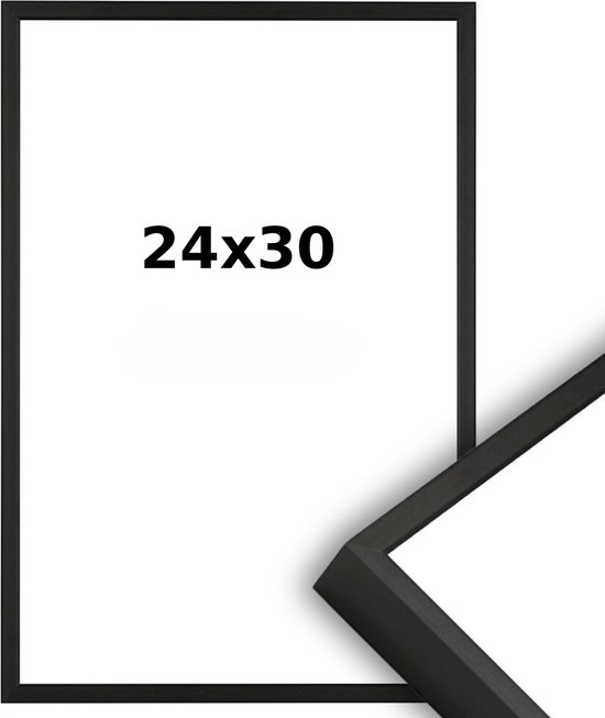 Cadre en aluminium 24 x 30 Zwart - Glas antireflet - Professionnel