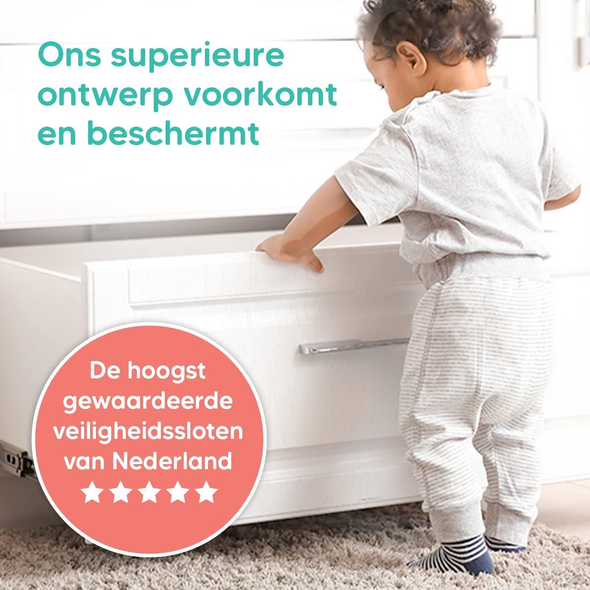 AYCORN Magnetisch Kinderslot Kastjes – Baby Peuter Magneet Beveiliging voor Kast, Deur en Lade – 20 Sloten en 2 Sleutels – Incl Instructievideo – Geen Boorwerk of Schroeven - Wit – foto 2