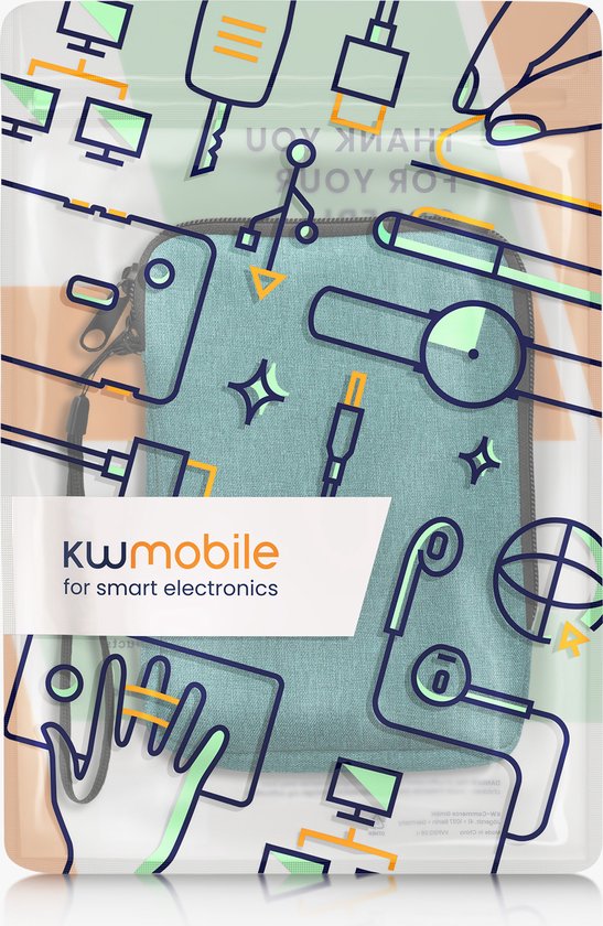 kwmobile universele e-reader hoes geschikt voor 6" eReader hoesje - Stoffen cover voor eReader 17 x 12 x 2 cm - E reader sleeve met rits - In petrol van kwmobile — afbeelding 3