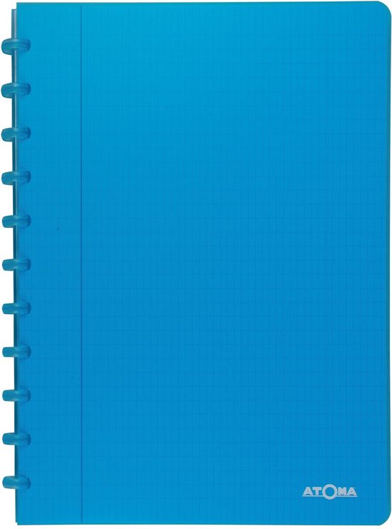 Carnet Atoma Trendy , format A4, 144 pages, quadrillé commercial, turquoise transparent, 10 pièces