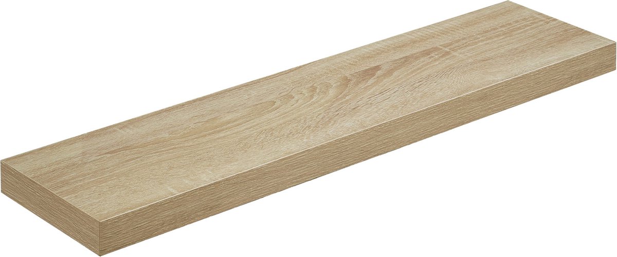 Wandplank 80 cm - SONOMA - IJzeren Beugel, Praktisch en Decoratief, Voor Boeken, Planten en Decoraties, Kleur: Eiken Sonoma, 80 x 20 x 3,8 cm, Max. 15 kg