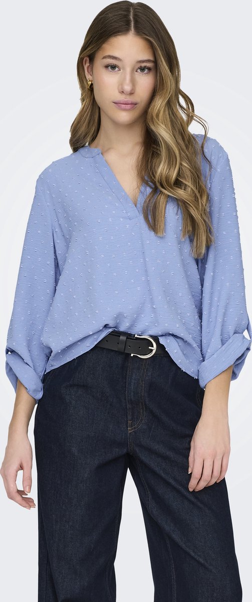JDY - JDYDIVYA 7/8 DOBBY V-NECK TOP WVN - Dames - Blouses